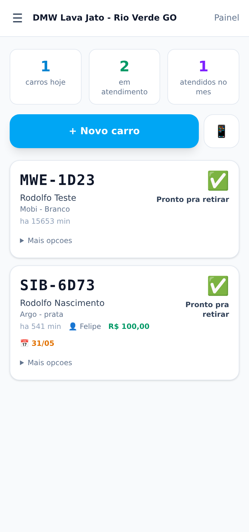 Painel de controle